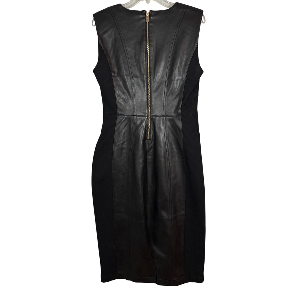 INC INTERNATIONAL CONCEPTS Women's V-Neck Faux-Leather Midi Dress, Black, Size 8 - Picture 3 of 10